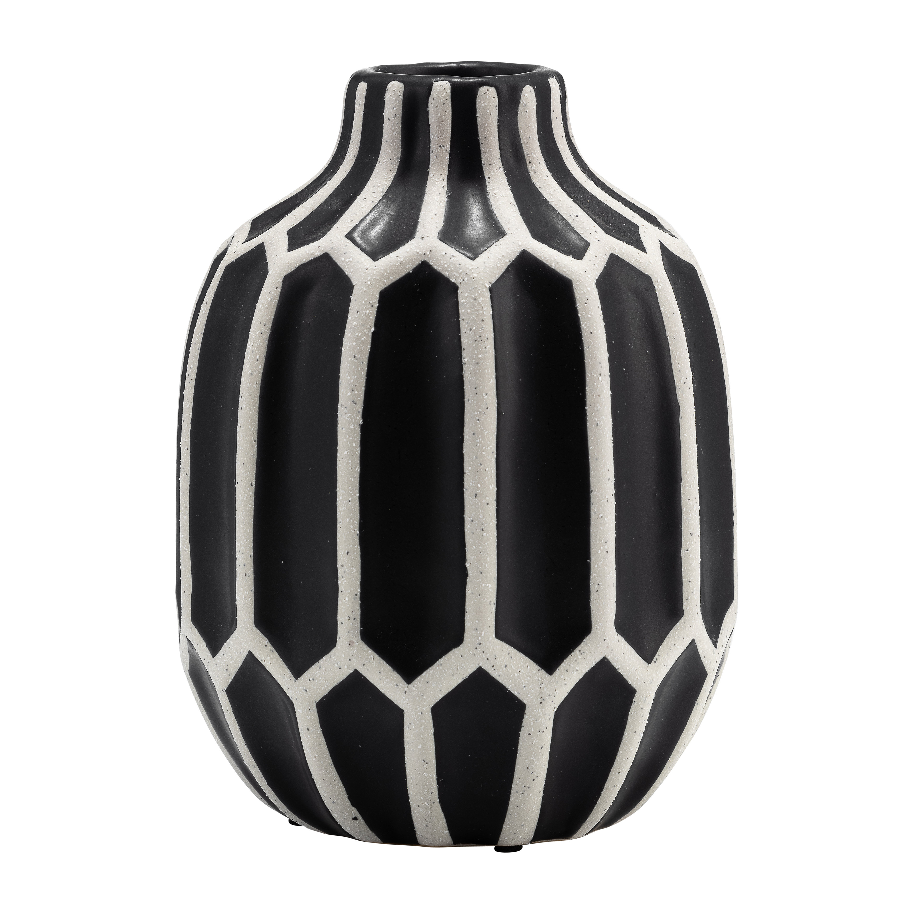 Dakota Fields 8" Decorative Ceramic Vase Contemporary Black and White